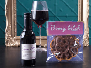 The Boozy Bitch Chocolate Pretzels & Red Wine Hamper