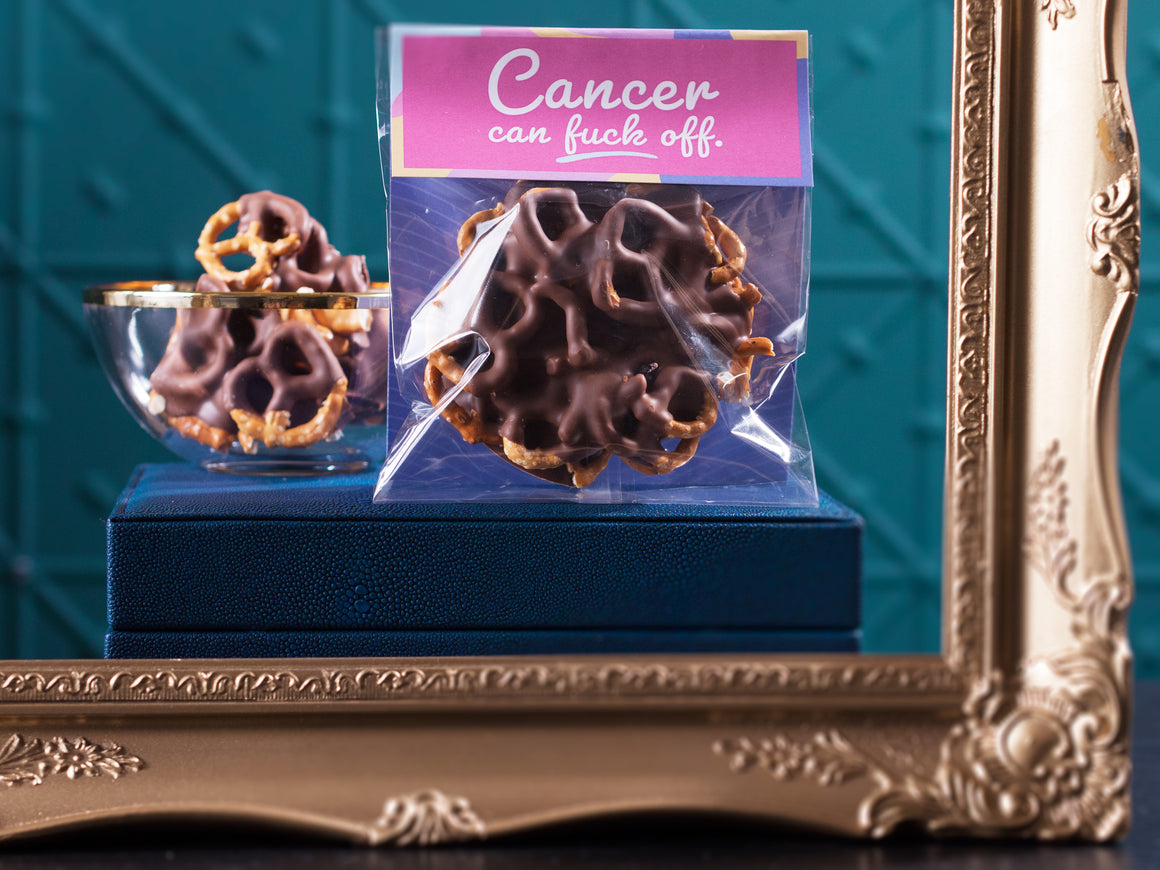 Cancer Can Fuck Off Chocolate Pretzels 100g