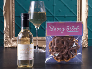 The Boozy Bitch Chocolate Pretzels & White Wine Hamper